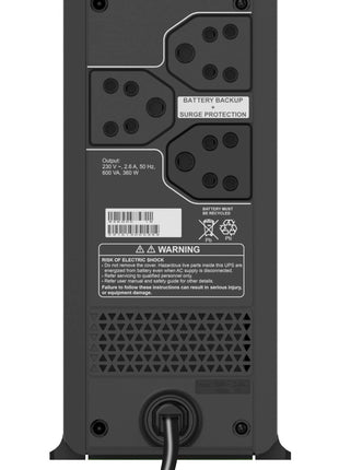 APC Back-UPS BX600C-IN 600VA / 360W, 230V, UPS System, an Ideal Power Backup & Protection for Home Office, Desktop PC & Home Electronics 