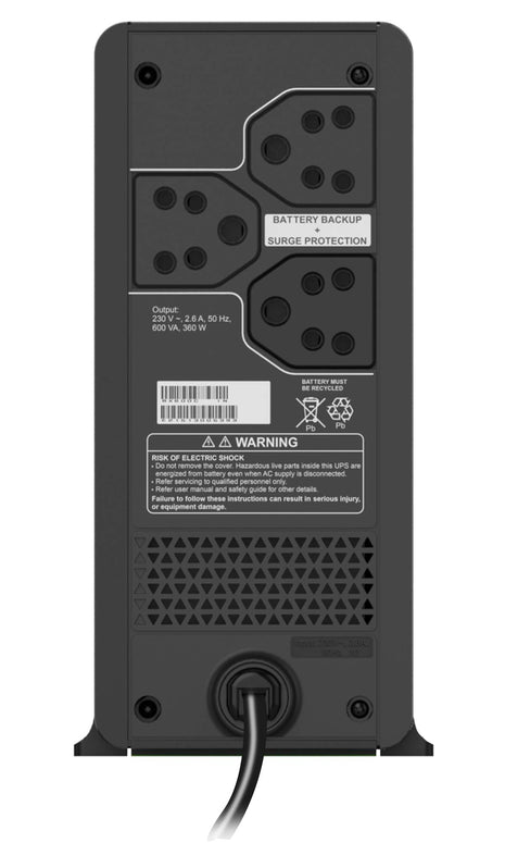 APC Back-UPS BX600C-IN 600VA / 360W, 230V, UPS System, an Ideal Power Backup & Protection for Home Office, Desktop PC & Home Electronics 