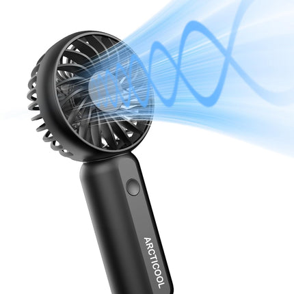 ARCTICOOL Portable Mini Fan - Rechargeable Hand Fan with 3 Adjustable Speeds, 2000mAh Battery, Lightweight Design, Low Noise, and Easy Portability for Indoor and Outdoor Use (Deep Black) 