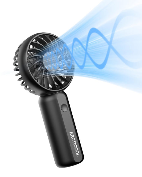 ARCTICOOL Portable Mini Fan - Rechargeable Hand Fan with 3 Adjustable Speeds, 2000mAh Battery, Lightweight Design, Low Noise, and Easy Portability for Indoor and Outdoor Use (Deep Black) 