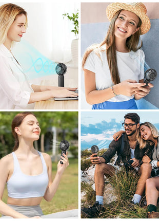 ARCTICOOL Portable Mini Fan - Rechargeable Hand Fan with 3 Adjustable Speeds, 2000mAh Battery, Lightweight Design, Low Noise, and Easy Portability for Indoor and Outdoor Use (Deep Black) 