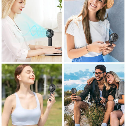 ARCTICOOL Portable Mini Fan - Rechargeable Hand Fan with 3 Adjustable Speeds, 2000mAh Battery, Lightweight Design, Low Noise, and Easy Portability for Indoor and Outdoor Use (Deep Black) 