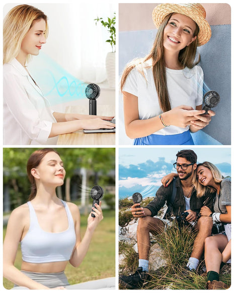 ARCTICOOL Portable Mini Fan - Rechargeable Hand Fan with 3 Adjustable Speeds, 2000mAh Battery, Lightweight Design, Low Noise, and Easy Portability for Indoor and Outdoor Use (Deep Black) 
