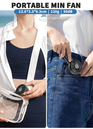 ARCTICOOL Portable Mini Fan - Rechargeable Hand Fan with 3 Adjustable Speeds, 2000mAh Battery, Lightweight Design, Low Noise, and Easy Portability for Indoor and Outdoor Use (Deep Black) 