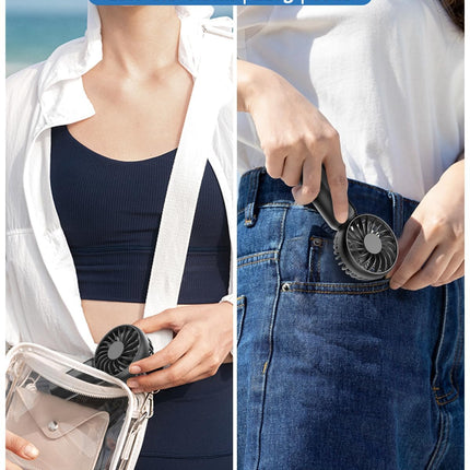 ARCTICOOL Portable Mini Fan - Rechargeable Hand Fan with 3 Adjustable Speeds, 2000mAh Battery, Lightweight Design, Low Noise, and Easy Portability for Indoor and Outdoor Use (Deep Black) 