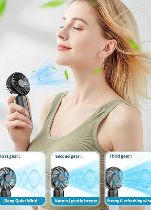 ARCTICOOL Portable Mini Fan - Rechargeable Hand Fan with 3 Adjustable Speeds, 2000mAh Battery, Lightweight Design, Low Noise, and Easy Portability for Indoor and Outdoor Use (Deep Black) 