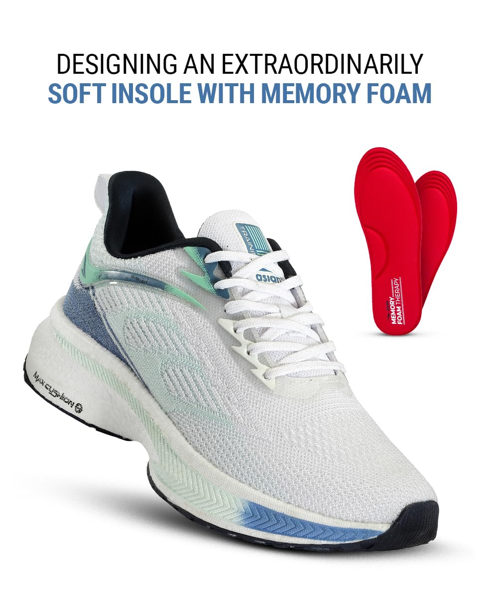 ASIAN Men's Hypercushion-01 Sports Running Shoes with Lightweight TPU & TPR Sole with Memory Foam Insole Casual Sneaker Shoes for Men's, White,UK 7 