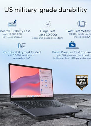 ASUS Chromebook CX1405, Intel Celeron N4500, 8GB RAM, 128GB, FHD 14"(35.56cm), Chrome OS, Quiet Blue, 1.4Kg, CX1405CKA-S60394, Intel UHD Graphics, 42WHrs, Thin & Light Laptop 