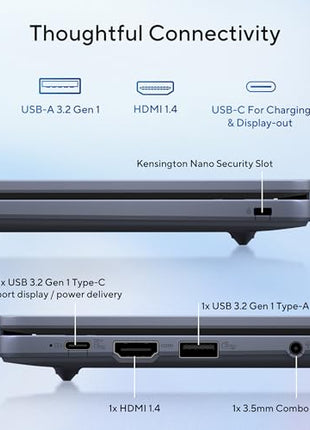 ASUS Chromebook CX1405, Intel Celeron N4500, 8GB RAM, 128GB, FHD 14"(35.56cm), Chrome OS, Quiet Blue, 1.4Kg, CX1405CKA-S60394, Intel UHD Graphics, 42WHrs, Thin & Light Laptop 