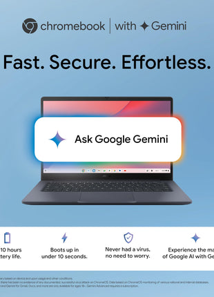 ASUS Chromebook CX1405, Intel Celeron N4500, 8GB RAM, 128GB, FHD 14"(35.56cm), Chrome OS, Quiet Blue, 1.4Kg, CX1405CKA-S60394, Intel UHD Graphics, 42WHrs, Thin & Light Laptop 