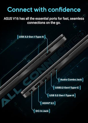 ASUS Gaming V16 (2025) 14th Gen,Intel Core 7 240H Gaming Laptop (RTX 4050-6GB/16GB RAM/512GB SSD/Windows 11 Home/16/144Hz/M365*/Office Home 2024, Matte Black,1.95 Kg),V3607VU-RP275WS 