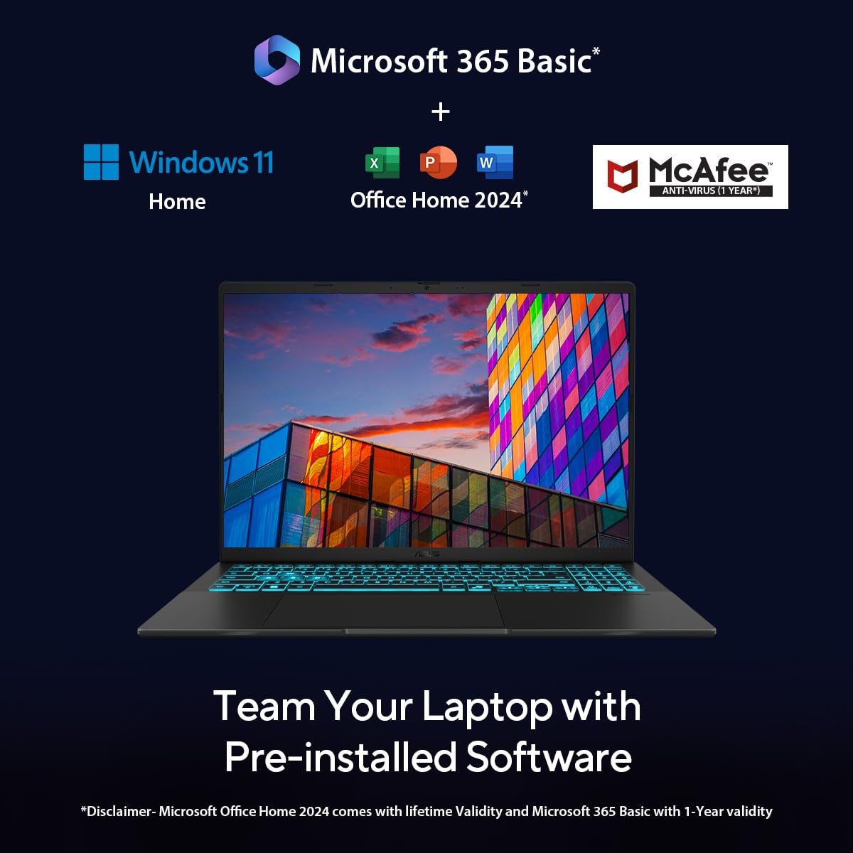 ASUS Gaming V16 (2025) 14th Gen,Intel Core 7 240H Gaming Laptop (RTX 4050-6GB/16GB RAM/512GB SSD/Windows 11 Home/16/144Hz/M365*/Office Home 2024, Matte Black,1.95 Kg),V3607VU-RP275WS 