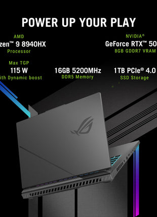 ASUS ROG Strix G16,Samrtchoice, AMD Ryzen 9 8940HX, Gaming Laptop(RTX 5050-8GB/16GB RAM/1TB SSD/FHD+/16"/165Hz/90Whr/Windows 11/M365 Basic (1Year)*/Office Home 2024/Eclipse Gray/2.5 Kg) G614PH-RV033WS 
