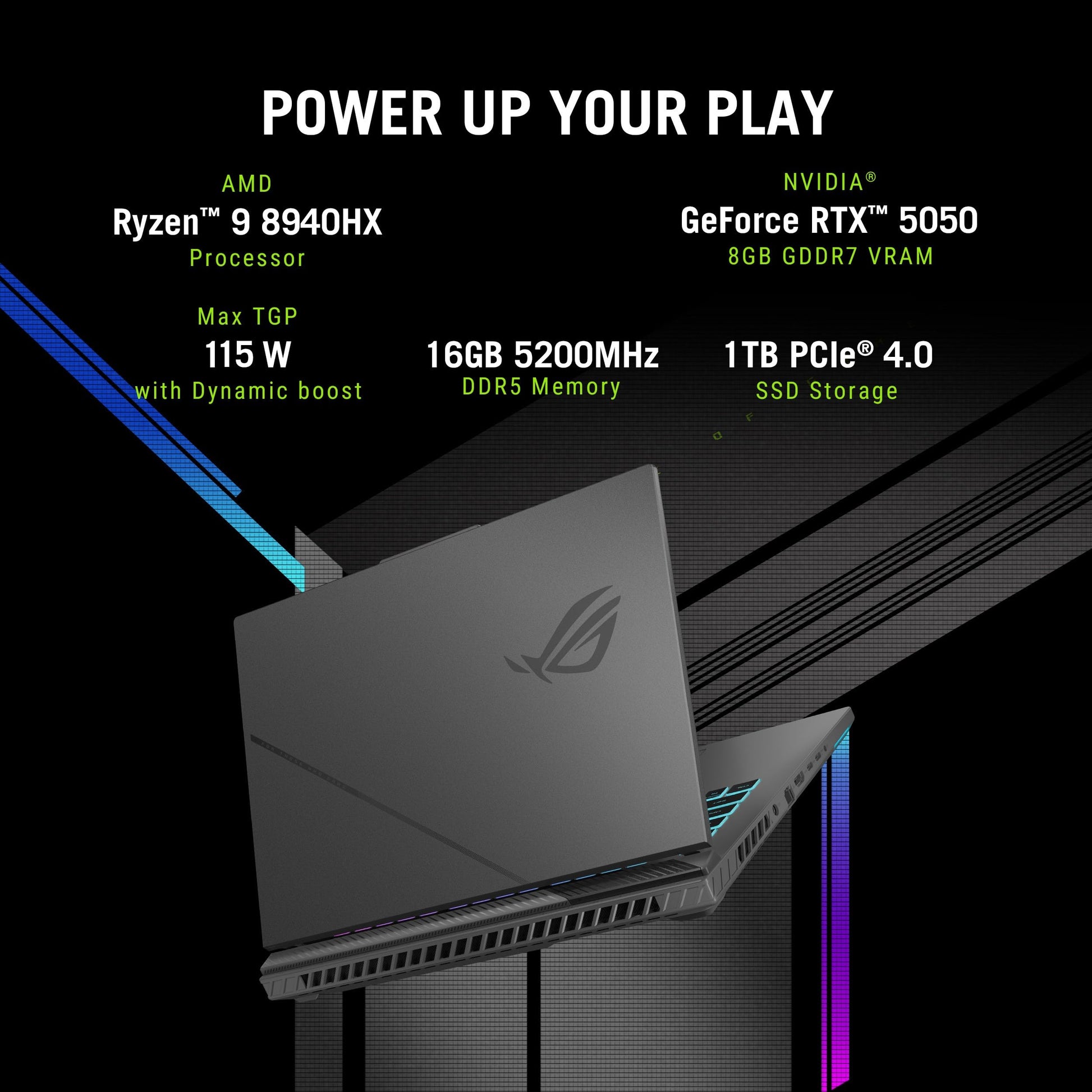 ASUS ROG Strix G16,Samrtchoice, AMD Ryzen 9 8940HX, Gaming Laptop(RTX 5050-8GB/16GB RAM/1TB SSD/FHD+/16"/165Hz/90Whr/Windows 11/M365 Basic (1Year)*/Office Home 2024/Eclipse Gray/2.5 Kg) G614PH-RV033WS 