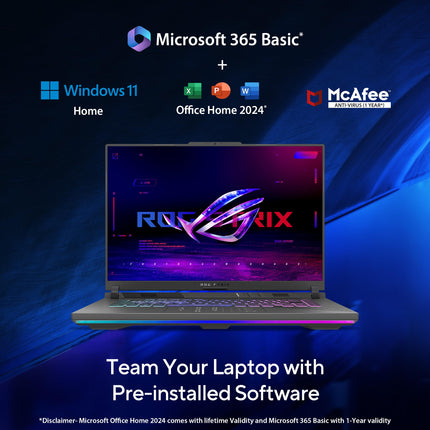 ASUS ROG Strix G16,Samrtchoice, AMD Ryzen 9 8940HX, Gaming Laptop(RTX 5050-8GB/16GB RAM/1TB SSD/FHD+/16"/165Hz/90Whr/Windows 11/M365 Basic (1Year)*/Office Home 2024/Eclipse Gray/2.5 Kg) G614PH-RV033WS 