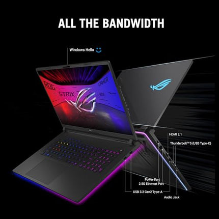 ASUS ROG Strix SCAR 18,Intel Core Ultra 9 275HX Gaming Laptop(NVIDIA RTX 5090-24GB/175W TGP/64GB/2TB/2.5K QHD+/18"/240Hz/Windows 11/M365 Basic(1Year)*/Office Home 2024/Off Black/3.30 Kg)G835LX-SA187WS 