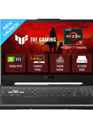 ASUS TUF A15 (2025), AMD Ryzen 7 7445HS, Gaming Laptop(RTX 3050,75W TGP,16GB DDR5(Upgradeable Upto 64GB )512GB SSD,FHD,15.6",144Hz,RGB Keyboard,48Whrs,Windows 11,Graphite Black,2.3 Kg) FA506NCG-HN199W 