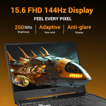 ASUS TUF A15 (2025), AMD Ryzen 7 7445HS, Gaming Laptop(RTX 3050,75W TGP,16GB DDR5(Upgradeable Upto 64GB )512GB SSD,FHD,15.6",144Hz,RGB Keyboard,48Whrs,Windows 11,Graphite Black,2.3 Kg) FA506NCG-HN199W 
