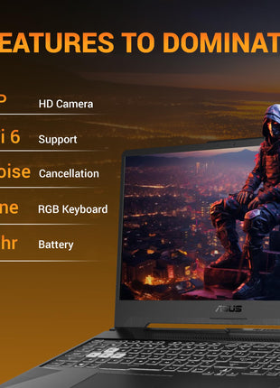 ASUS TUF A15 (2025), AMD Ryzen 7 7445HS, Gaming Laptop(RTX 3050,75W TGP,16GB DDR5(Upgradeable Upto 64GB )512GB SSD,FHD,15.6",144Hz,RGB Keyboard,48Whrs,Windows 11,Graphite Black,2.3 Kg) FA506NCG-HN199W 