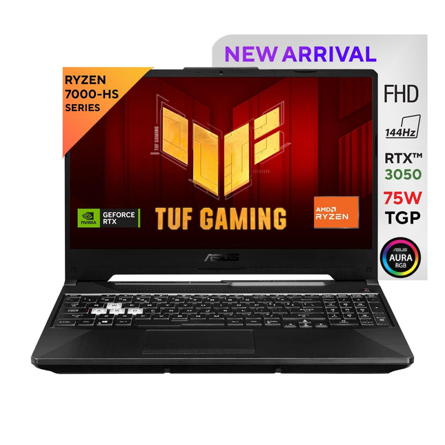 ASUS TUF Gaming A15, 15.6" FHD 16:9 144Hz 250nits, AMD Ryzen 5 7535HS Processor, Gaming Laptop (16GB RAM/512GB SSD/NVIDIA GeForce RTX 3050/Windows 11/Office 2021/Graphite Black/2.3 Kg),FA566NC-HN083WS 