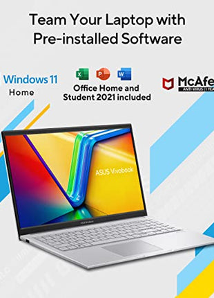 ASUS VivoBook 15 (2022), Intel®Core™ i3-1215U 12th Gen, 15.6" (39.62 cm) FHD, Thin and Light Laptop (8GB/512 SSD//Windows 11/Office 2021/Backlit KB/Cool Silver/1.7 kg), X1504ZA-NJ322WS 