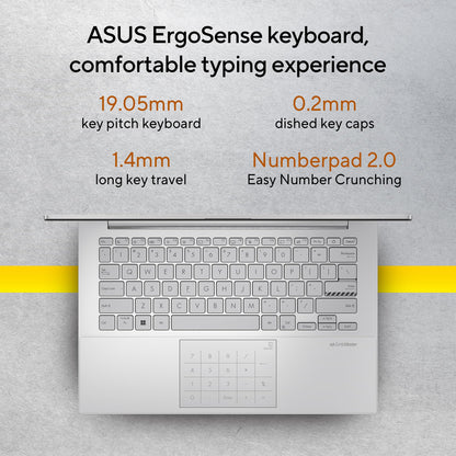 ASUS Vivobook Go 14, AMD Ryzen 3 7320U, Thin and Light Laptop, 14" (35.56 cm) FHD, (8 GB RAM/512GB SSD/Windows 11/Office 2021/42WHr /Silver/1.38 kg), E1404FA-NK321WS 