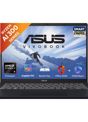 ASUS Vivobook 14, Smartchoice, AMD Ryzen AI 5 330, 16GB RAM, 512GB SSD,FHD+ 14", Win11,Office Home 2024, M365 Basic (1Year), Quiet Blue, 1.46Kg, M1407KA-LY132WS,AMD Radeon iGPU, 50 Tops, Copilot AI PC 