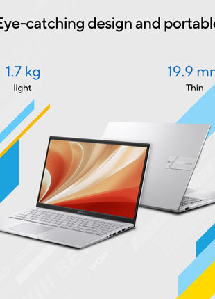 ASUS Vivobook 15, Intel Core i3 13th Gen 1315U, 12GB RAM, 512GB SSD, FHD 15.6", Windows 11, Office Home 2024, Cool Silver, 1.7Kg, X1504VA-BQ331WS, Intel UHD iGPU, Thin & Light, 42Whrs Laptop 