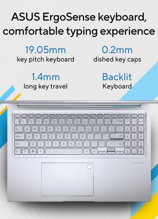 ASUS Vivobook 16" FHD+ (1920 X 1200), 60Hz 300Nits, Core i5-12500H, (16GB RAM/512GB SSD/Intel Iris X? Graphics/Win 11/Office Home/Fingerprint/42Whr Battery/Transparent Silver/1.88Kg), X1605ZAC-MB541WS 
