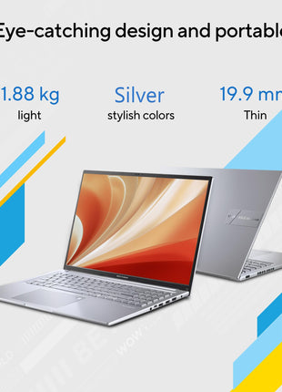 ASUS Vivobook 16" FHD+ (1920 X 1200), 60Hz 300Nits, Core i5-12500H, (16GB RAM/512GB SSD/Intel Iris X? Graphics/Win 11/Office Home/Fingerprint/42Whr Battery/Transparent Silver/1.88Kg), X1605ZAC-MB541WS 