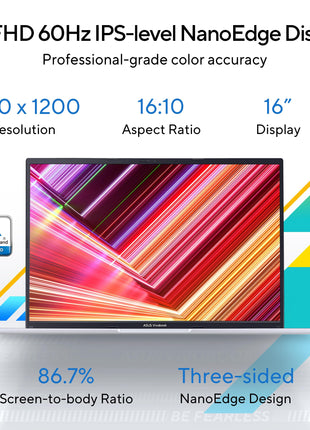 ASUS Vivobook 16, Intel Core i5-13420H Processor,(16GB RAM/512GB SSD/16 FHD+ (1920 x 1200)/Win 11/M365 Basic (1Year)*/Backlit Keyboard/Office Home 2024/Silver/1.88 kg),X1605VA-MB1627WS 