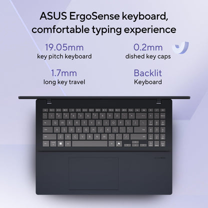 ASUS Vivobook 16, Snapdragon X, 16GB RAM, 512GB SSD, FHD+ 16", Windows 11, Office Home 2024, Quiet Blue, 1.88kg, X1607QA-MB049WS, Qualcomm Adreno iGPU, 45TOPS, M365 Basic (1Year)* Laptop 