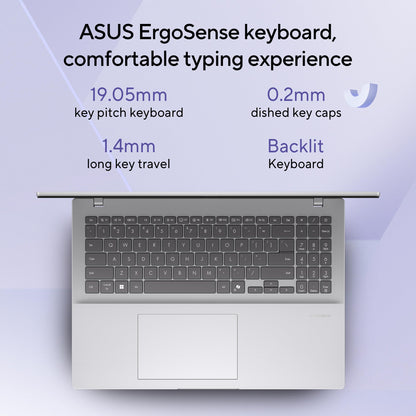 ASUS Vivobook 16, Snapdragon X, 16GB RAM, 512GB SSD, FHD+ 16", Windows 11, Office Home 2024, Cool Silver, 1.88kg, X1607QA-MB050WS, Qualcomm Adreno iGPU, 45TOPS, M365 Basic(1Year)* Laptop 