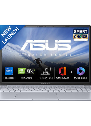 ASUS Vivobook 16X,Smartchoice,Intel Core i7-13620H,Creator/Gaming Laptop(RTX 3050-4GB/16GB RAM/512GB SSD/FHD+/16"/144Hz/M365 Basic (1Year)*/Office Home 2024/Cool Silver/1.8 Kg) K3605VC-RP492WS 