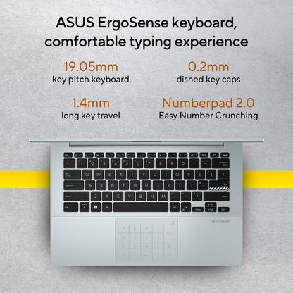 ASUS Vivobook Go 14 (2023), AMD Ryzen 3 7320U, Thin & Light Laptop, 14-inch (35.56 cm) FHD, (8GB RAM /512GB SSD/Windows 11/Office 2021/Alexa Built-in/Grey Green/1.38 kg), E1404FA-NK323WS 