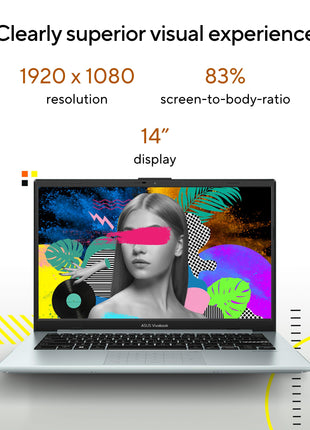 ASUS Vivobook Go 14 (2023), AMD Ryzen 3 7320U, Thin & Light Laptop, 14-inch (35.56 cm) FHD, (8GB RAM /512GB SSD/Windows 11/Office 2021/Alexa Built-in/Grey Green/1.38 kg), E1404FA-NK323WS 