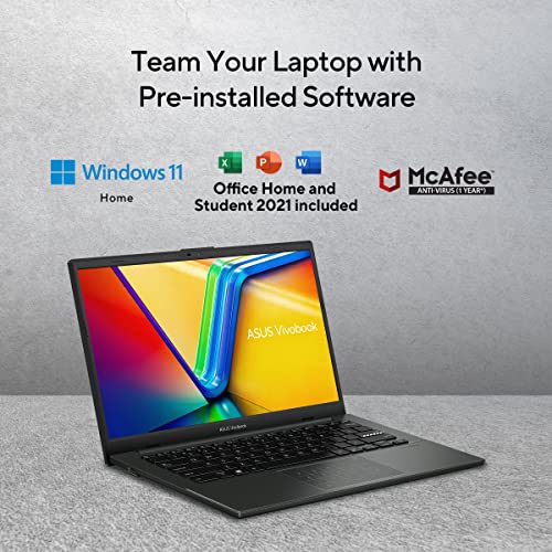 ASUS Vivobook Go 14, Thin and Light Laptop, AMD Ryzen 3 7320U, 14" (35.56 cm) FHD, (8 GB RAM/512GB SSD/Windows 11/Office 2021/42WHr /Black/1.38 kg), E1404FA-NK325WS 