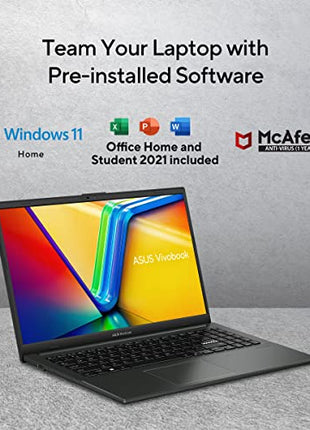 ASUS Vivobook Go 15 (2023), AMD Ryzen 5 7520U, 15.6" (39.62 cm) FHD, Thin & Light Laptop (16GB/512GB SSD/Windows 11/Office 2021/Alexa Built-in/Mixed Black/1.63 kg), E1504FA-NJ542WS 