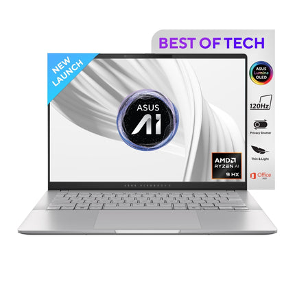 ASUS Vivobook S14,AMD Ryzen AI 9 HX 370,Copilot+ AI PC(AMD Radeon 890M iGPU/50TOPS/24GB RAM/512GB SSD/3K OLED/14/120Hz/Backlit Keyboard/Windows 11/Office 2021/Cool Silver/1.30 kg) M5406WA-PP962WS 