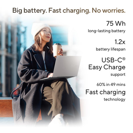 ASUS Vivobook S14,AMD Ryzen AI 9 HX 370,Copilot+ AI PC(AMD Radeon 890M iGPU/50TOPS/24GB RAM/512GB SSD/3K OLED/14/120Hz/Backlit Keyboard/Windows 11/Office 2021/Cool Silver/1.30 kg) M5406WA-PP962WS 