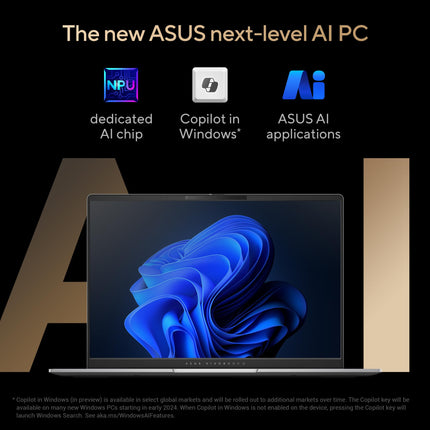 ASUS Vivobook S14,AMD Ryzen AI 9 HX 370,Copilot+ AI PC(AMD Radeon 890M iGPU/50TOPS/24GB RAM/512GB SSD/3K OLED/14/120Hz/Backlit Keyboard/Windows 11/Office 2021/Cool Silver/1.30 kg) M5406WA-PP962WS 