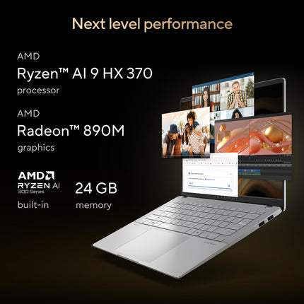 ASUS Vivobook S14,AMD Ryzen AI 9 HX 370,Copilot+ AI PC(AMD Radeon 890M iGPU/50TOPS/24GB RAM/512GB SSD/3K OLED/14/120Hz/Backlit Keyboard/Windows 11/Office 2021/Cool Silver/1.30 kg) M5406WA-PP962WS 
