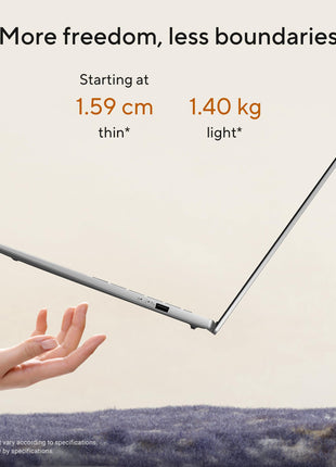ASUS Vivobook S14, Smartchoice, AMD Ryzen AI 5 330, 16GB RAM, 512GB SSD,FHD+ 14", Win11, Office 2024,M365 Basic (1Year),Cool Silver, 1.4Kg, M3407KA-SF2501WS, 50 TOPS, Metallic Design Copilot AI Laptop 
