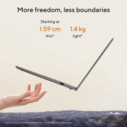 ASUS Vivobook S14, Smartchoice,AMD Ryzen AI 5 330, 16GB RAM, 512GB SSD, FHD+ 14", Win11, Office 2024,M365 Basic (1Year),Matte Gray,1.4Kg, M3407KA-SF044WS, 50 Tops, Metallic Design Laptop,Copilot AI PC 
