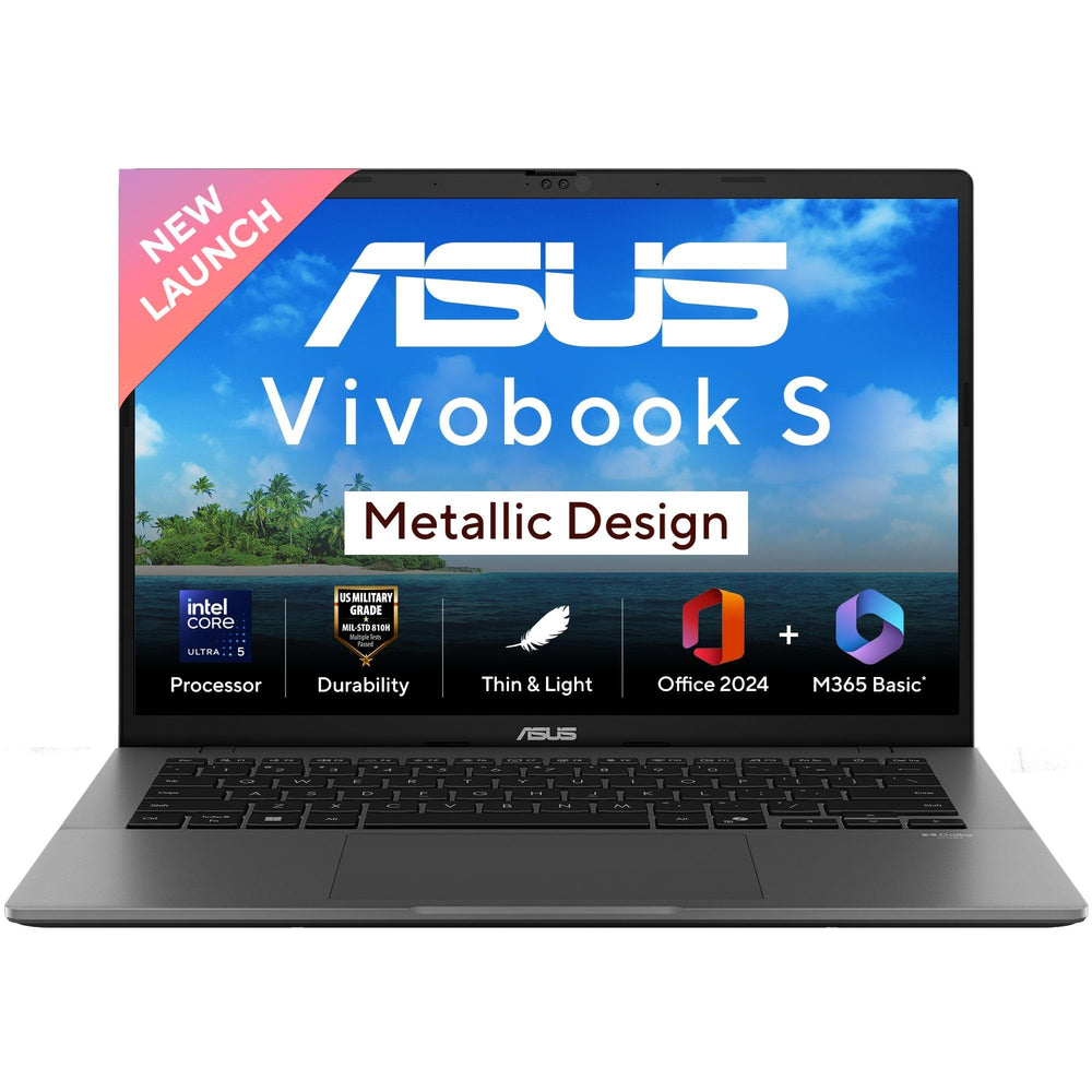ASUS Vivobook S14 Ultra 5 225H Laptop Matte Gray 16GB RAM 512GB SSD 14 Inch FHD Windows 11 OS