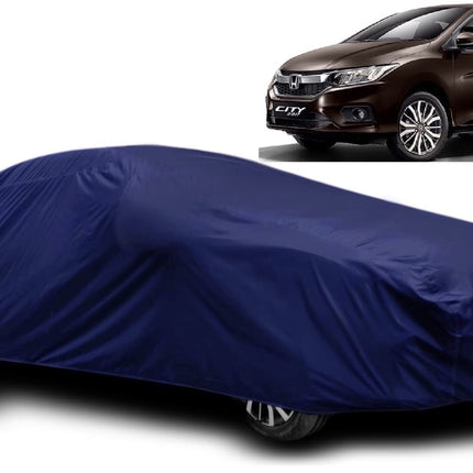 AUCTIMO® Honda City Zx Car Cover Waterproof/Honda City Cover with Triple Stitched Fully Elastic Ultra Surface Body Protection (Navy Blue) 