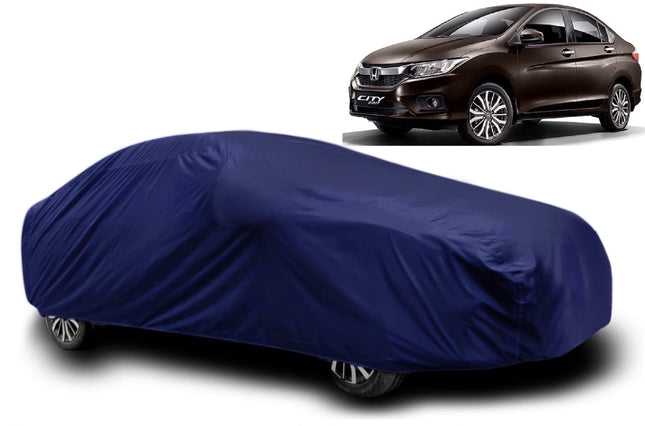 AUCTIMO® Honda City Zx Car Cover Waterproof/Honda City Cover with Triple Stitched Fully Elastic Ultra Surface Body Protection (Navy Blue) 