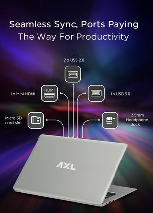 AXL VayuBook Laptop 14.1 Inch FHD IPS Display (4GB Ram,128GB SSD) 1920 * 1080 Resolution | HD Gemini Lake N4020 | Windows 11 Home | UHD Graphics 600 (Cloud Silver) 