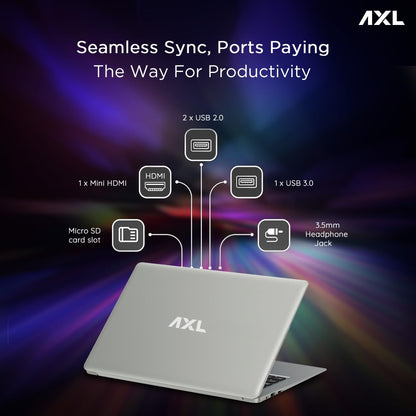 AXL VayuBook Laptop 14.1 Inch FHD IPS Display (4GB Ram,128GB SSD) 1920 * 1080 Resolution | HD Gemini Lake N4020 | Windows 11 Home | UHD Graphics 600 (Cloud Silver) 