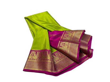 AYYAPPASILK Cerep Mysore Silk Women's Saree Elegant Handwoven Traditional Saree with Vibrant Patterns, Perfect for Festivals, Weddings, and Special Occasions 